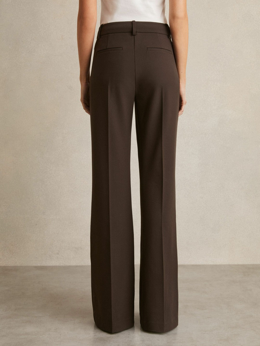 Petite High Rise Flared Trousers Chocolate Brown | Womens