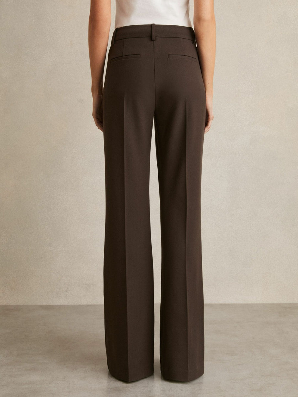 Petite High Rise Flared Trousers Chocolate Brown | Womens