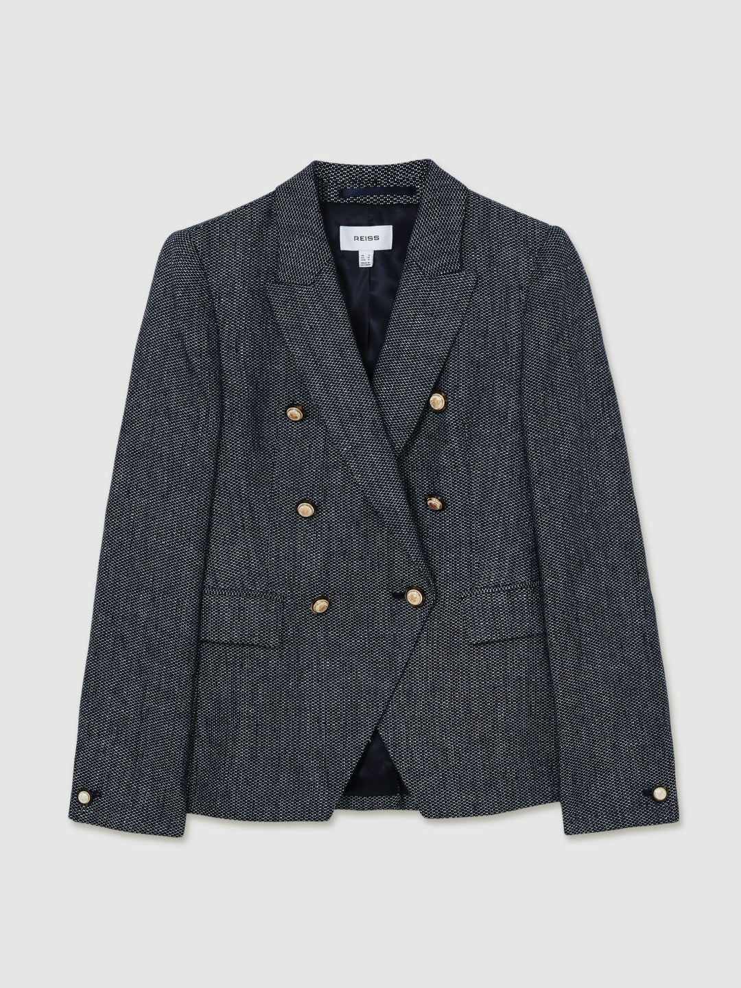 Linen-Cotton Double-Breasted Blazer Navy | Womens