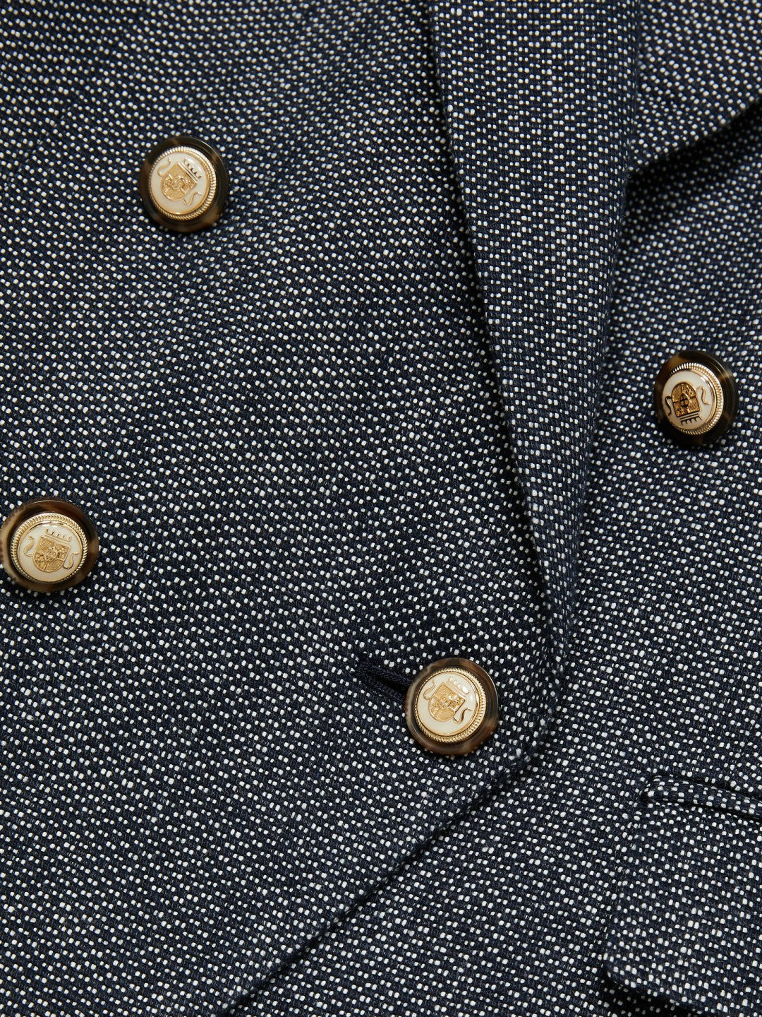 Linen-Cotton Double-Breasted Blazer Navy | Womens