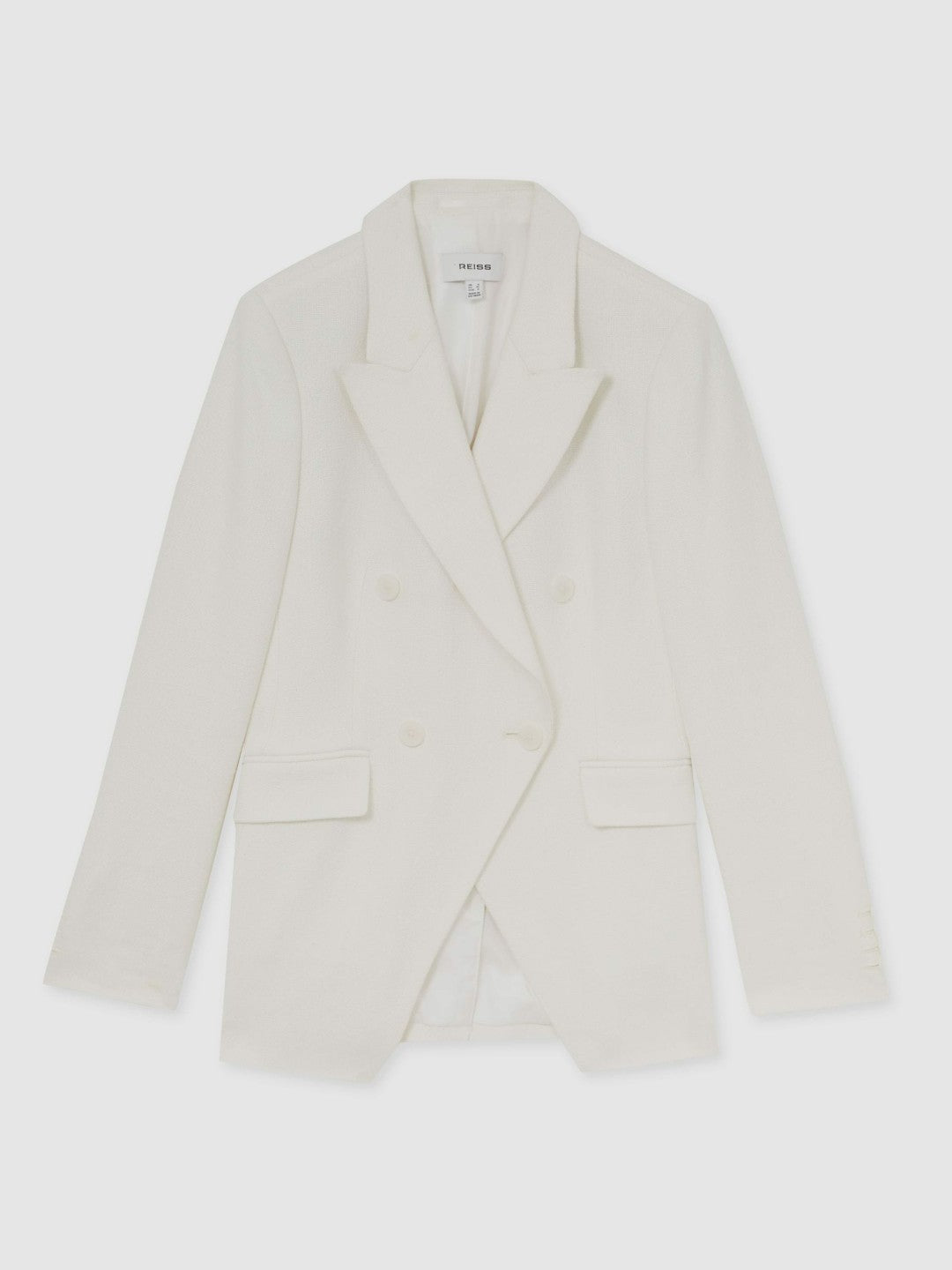Petite Linen-Blend Double-Breasted Suit Jacket White | Womens