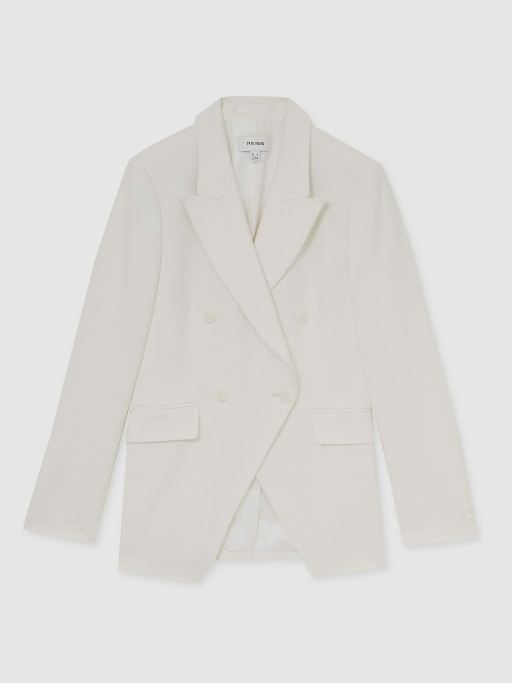 Petite Linen-Blend Double-Breasted Suit Jacket White | Womens