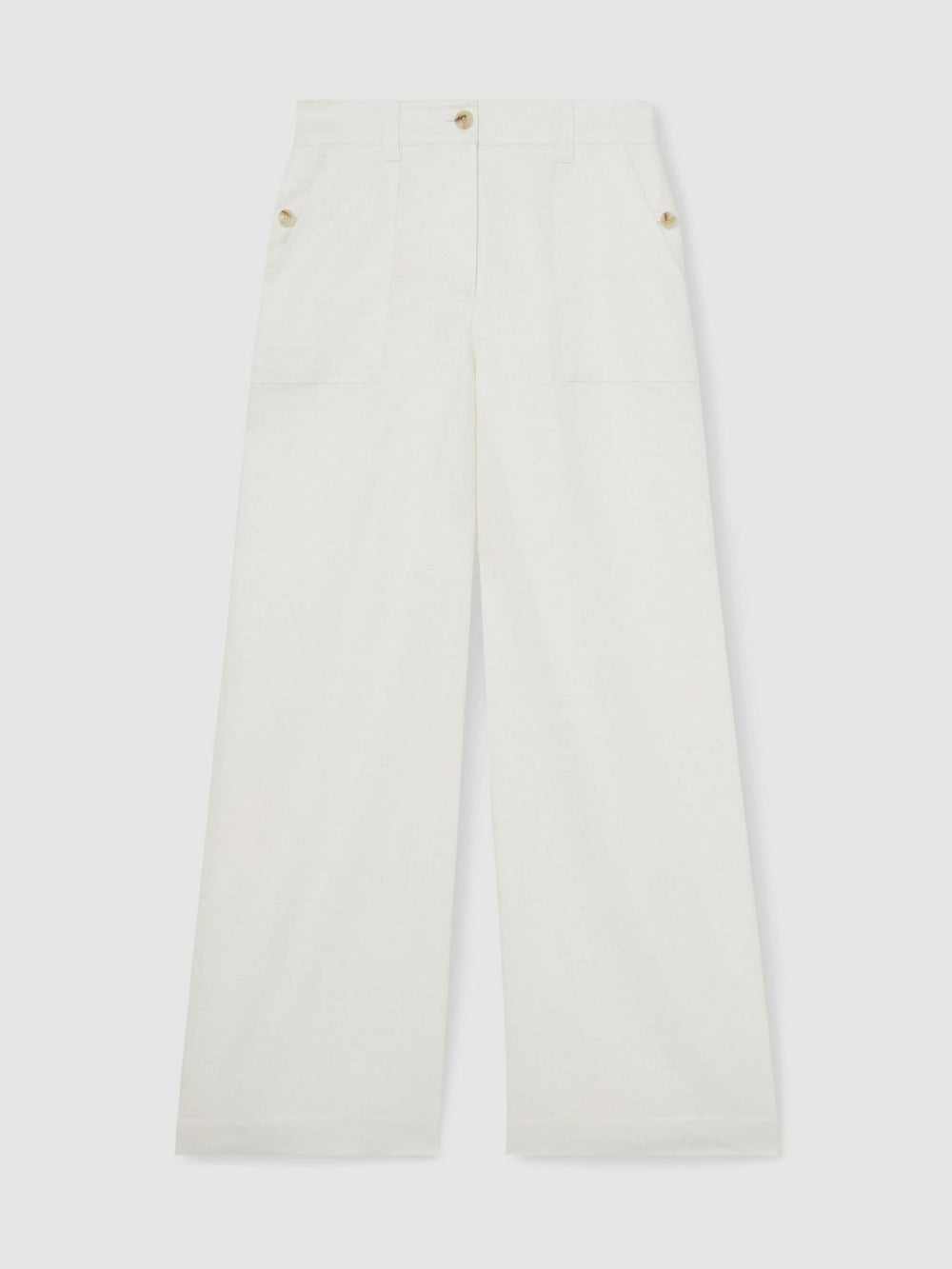 Petite Linen Wide Leg Trousers White | Womens