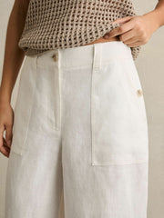 Petite Linen Wide Leg Trousers White | Womens