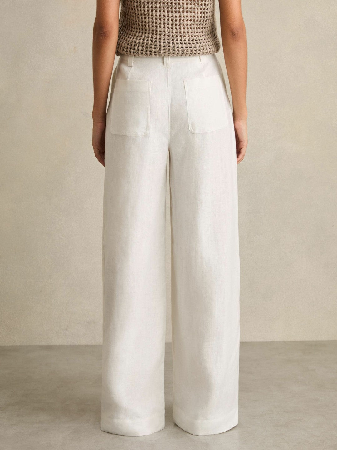 Petite Linen Wide Leg Trousers White | Womens