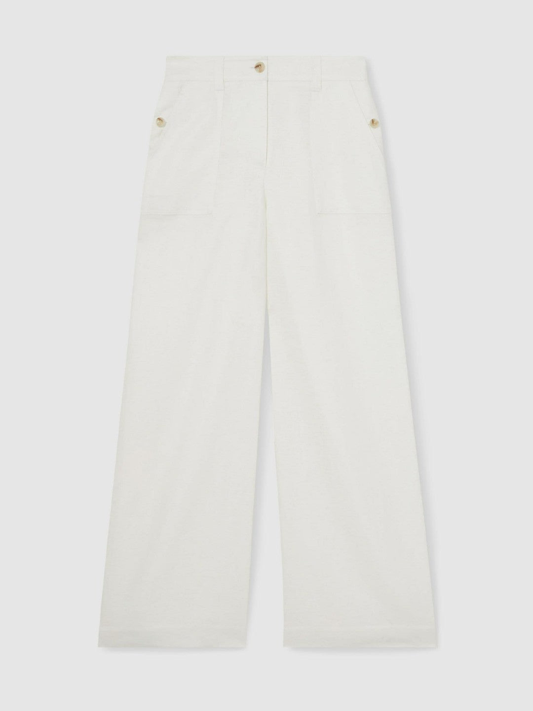 Linen Wide Leg Trousers White | Womens