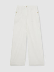 Linen Wide Leg Trousers White | Womens
