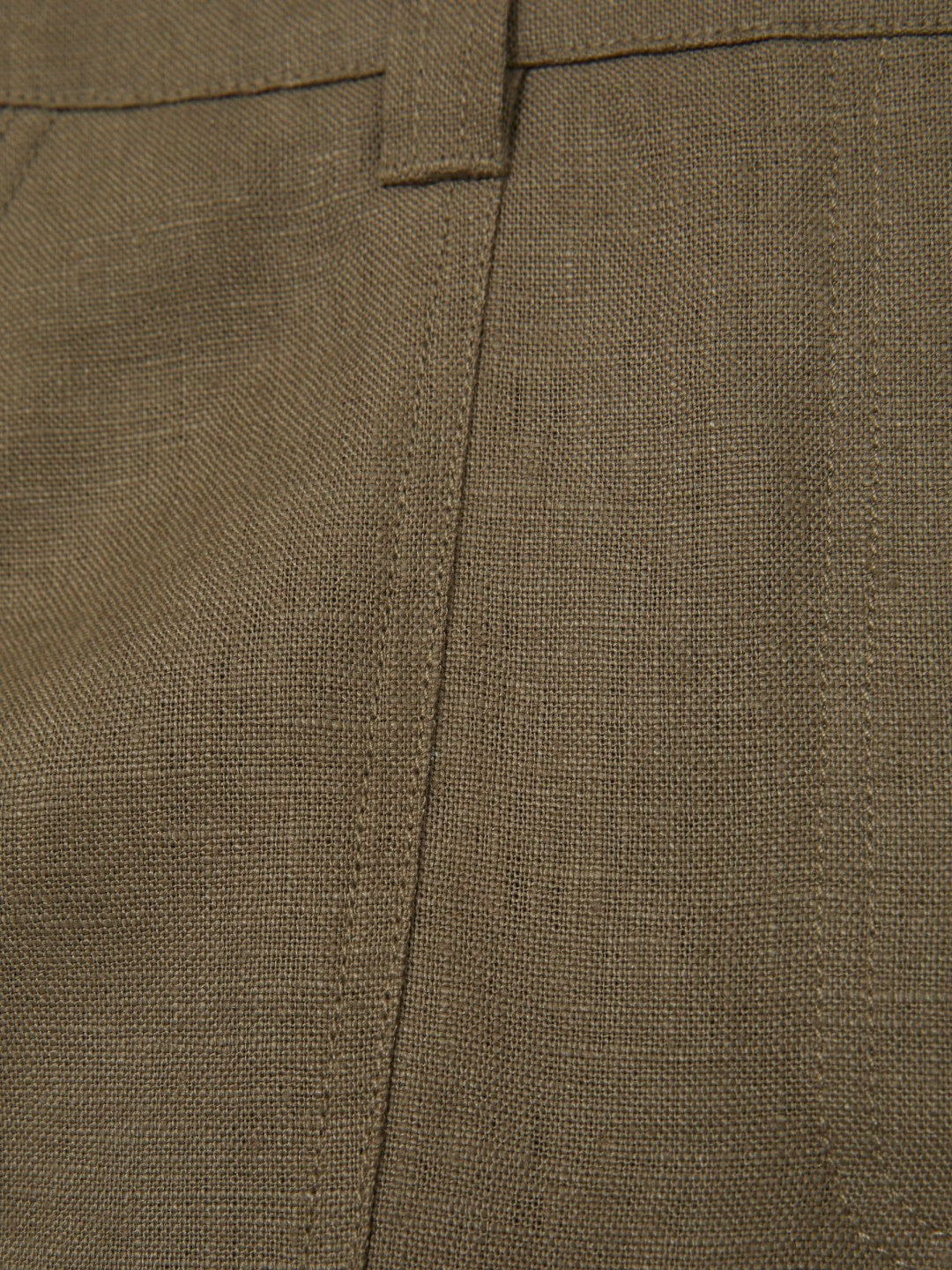Petite Linen Wide Leg Trousers Khaki | Womens