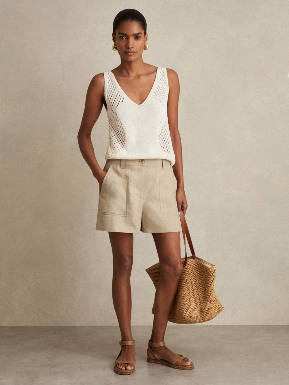 Linen Shorts Neutral | Womens