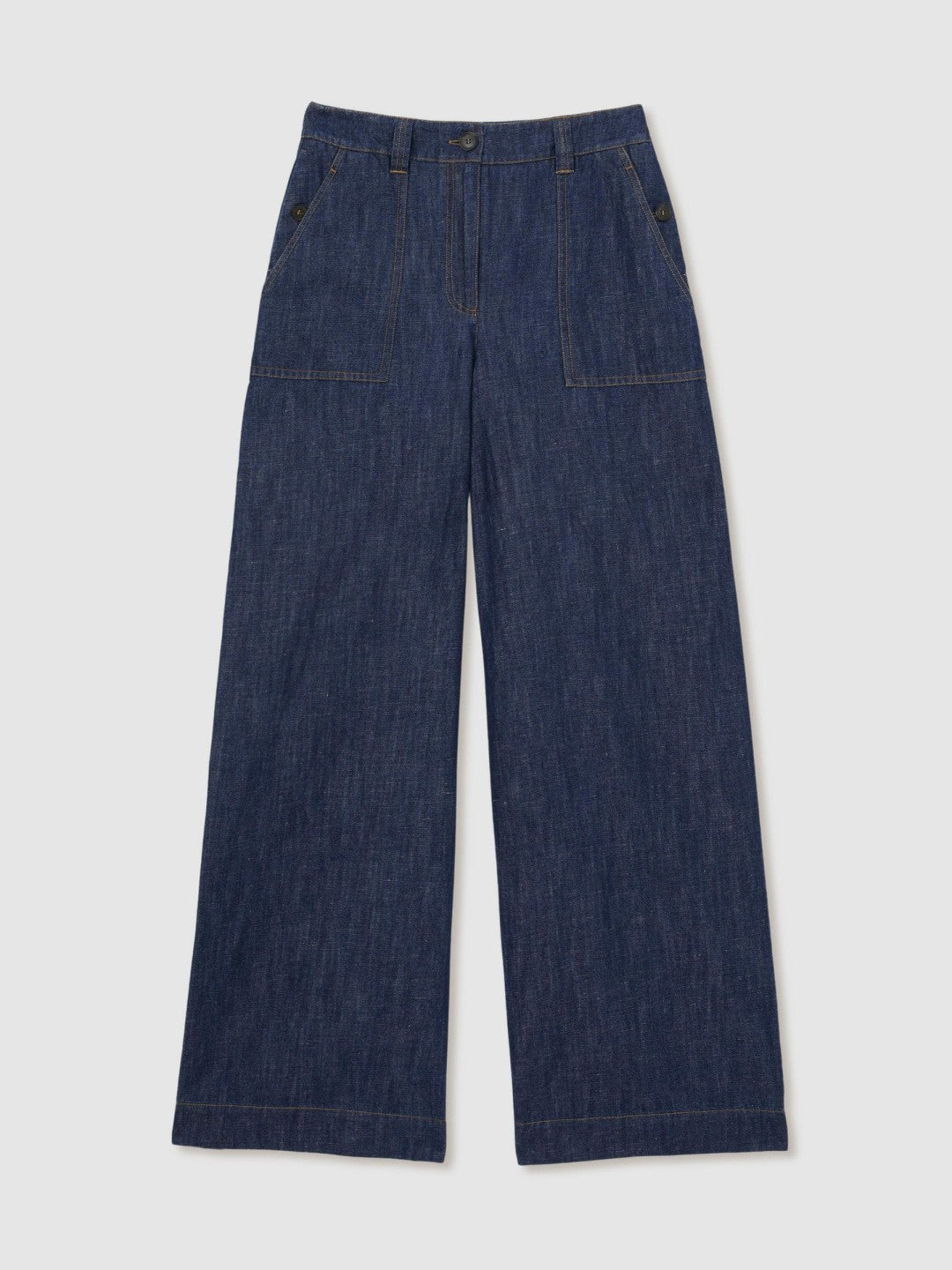 Petite Linen Wide Leg Trousers Indigo | Womens
