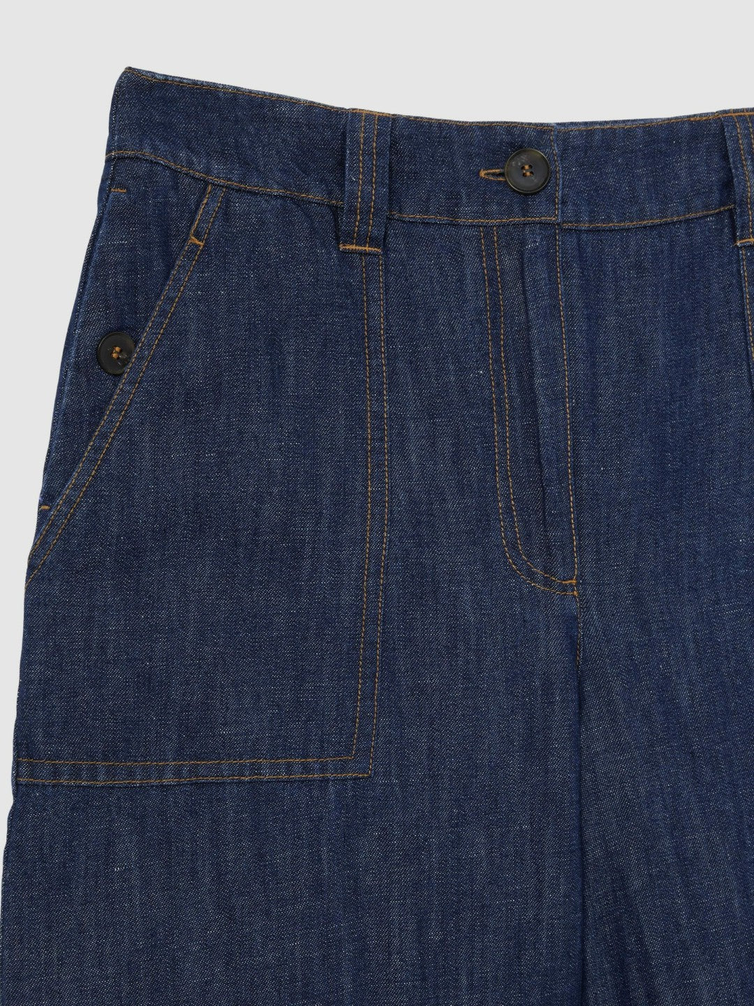 Petite Linen Wide Leg Trousers Indigo | Womens