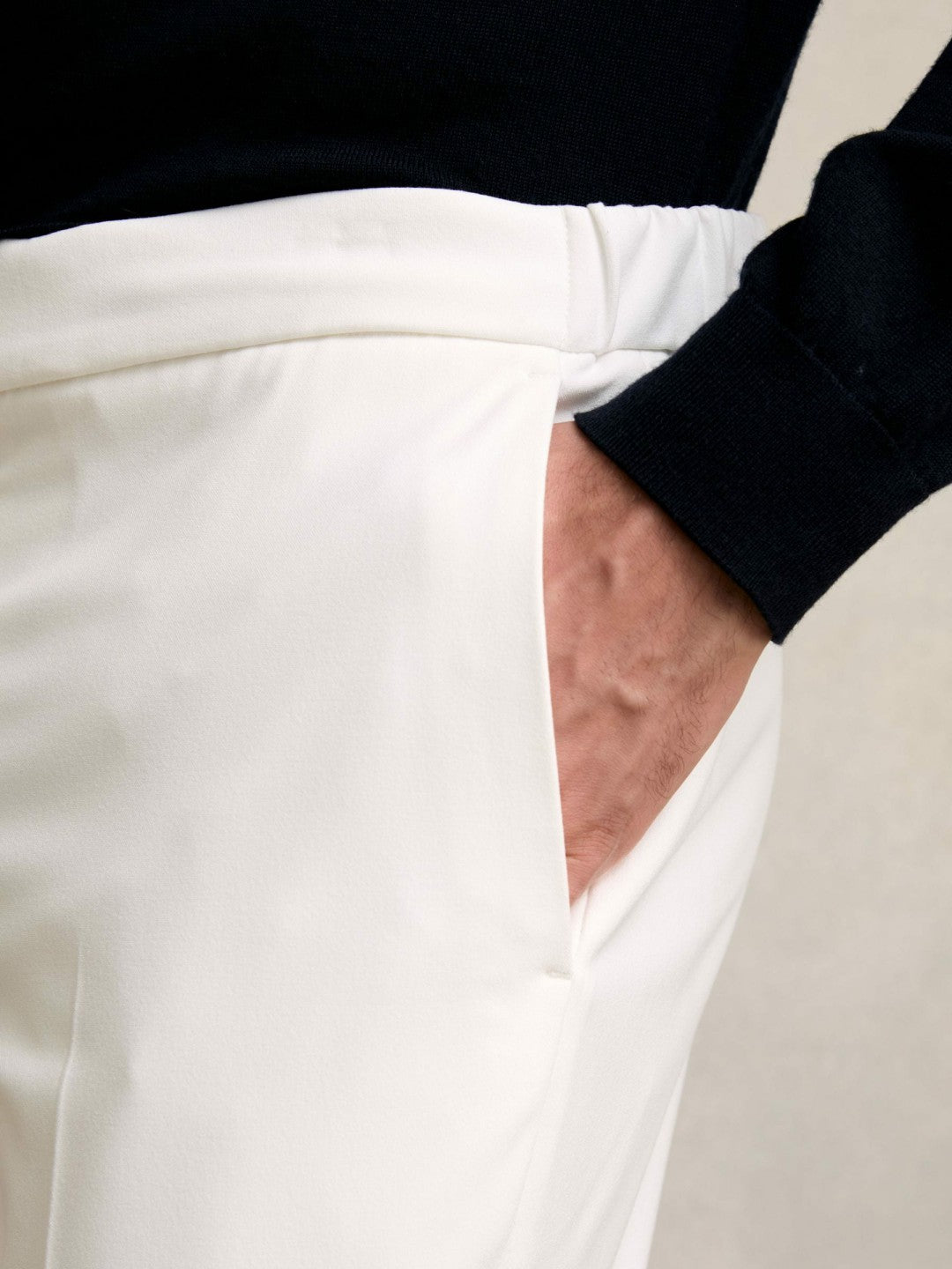 Slim-Fit Internal-Drawstring Trousers White | Mens