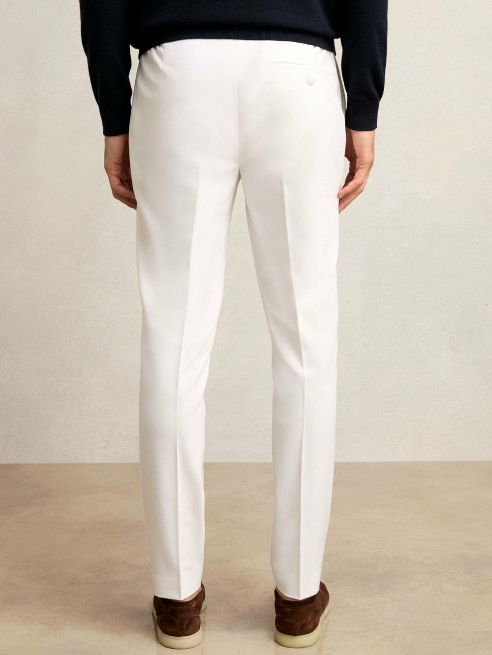 Slim-Fit Internal-Drawstring Trousers White | Mens