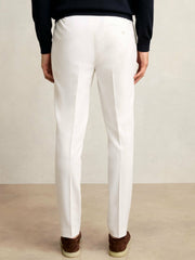 Slim-Fit Internal-Drawstring Trousers White | Mens