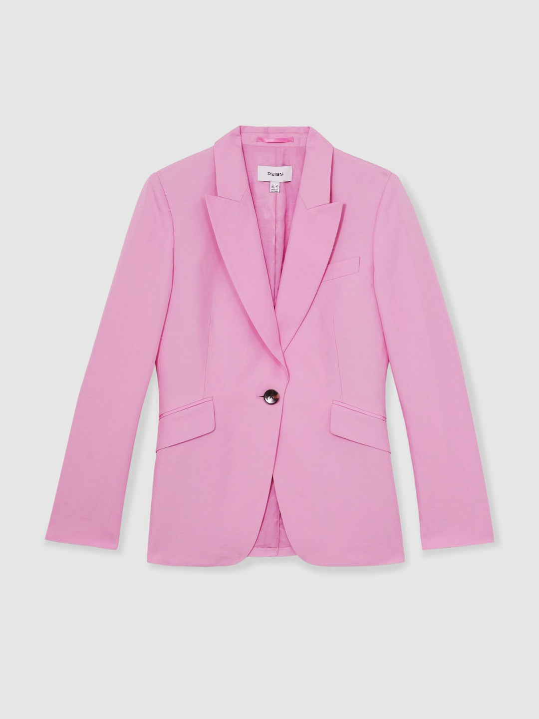 Single Breasted Suit Jacket With Linen Pink | Womens