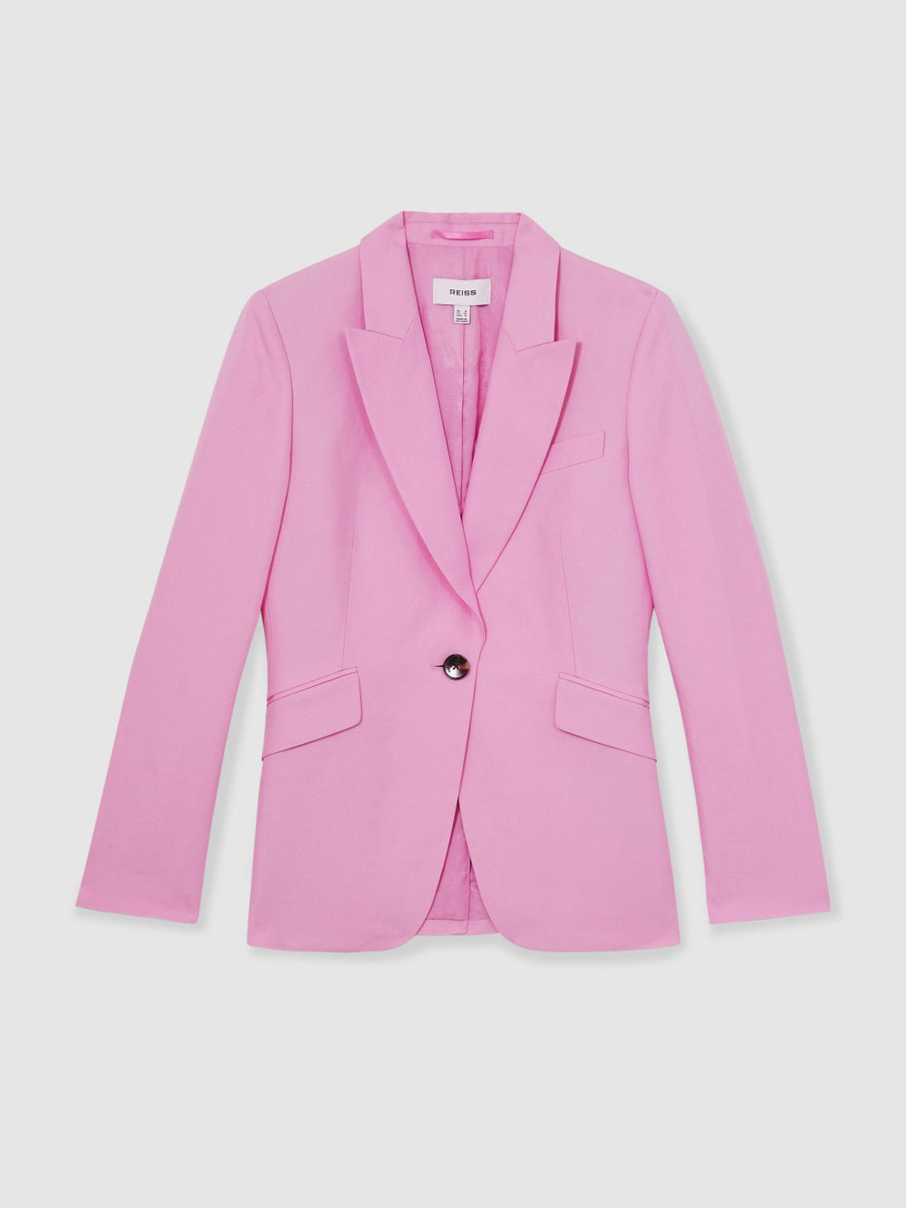 Single Breasted Suit Jacket With Linen Pink | Womens