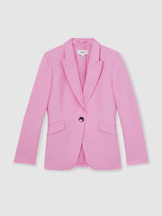 Single Breasted Suit Jacket With Linen Pink | Womens