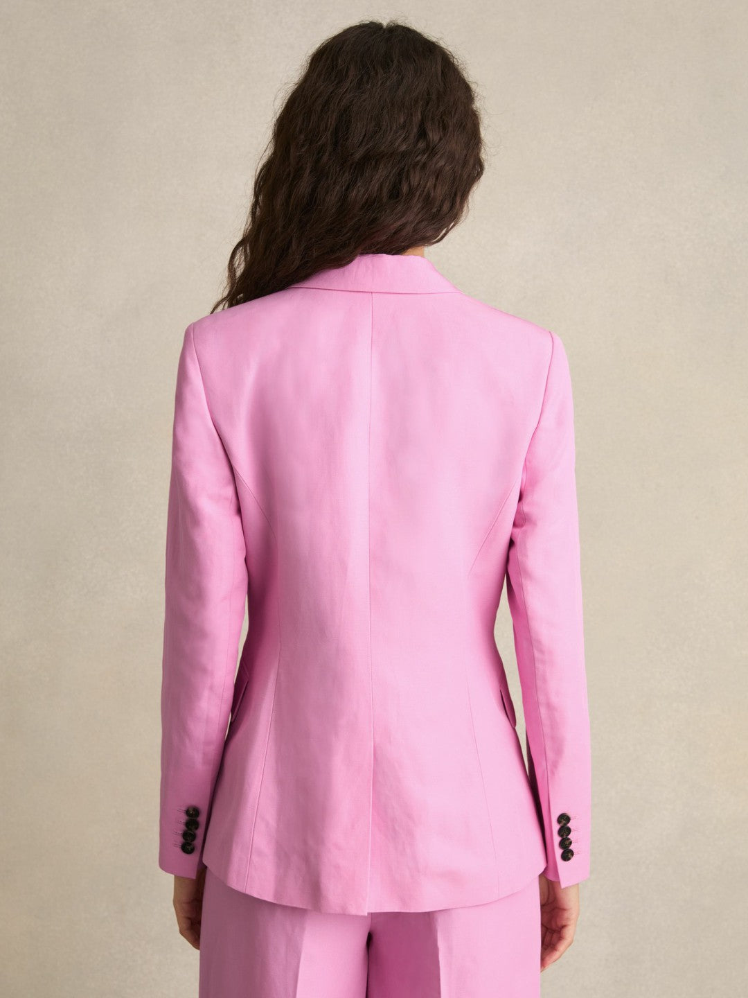 Single Breasted Suit Jacket With Linen Pink | Womens