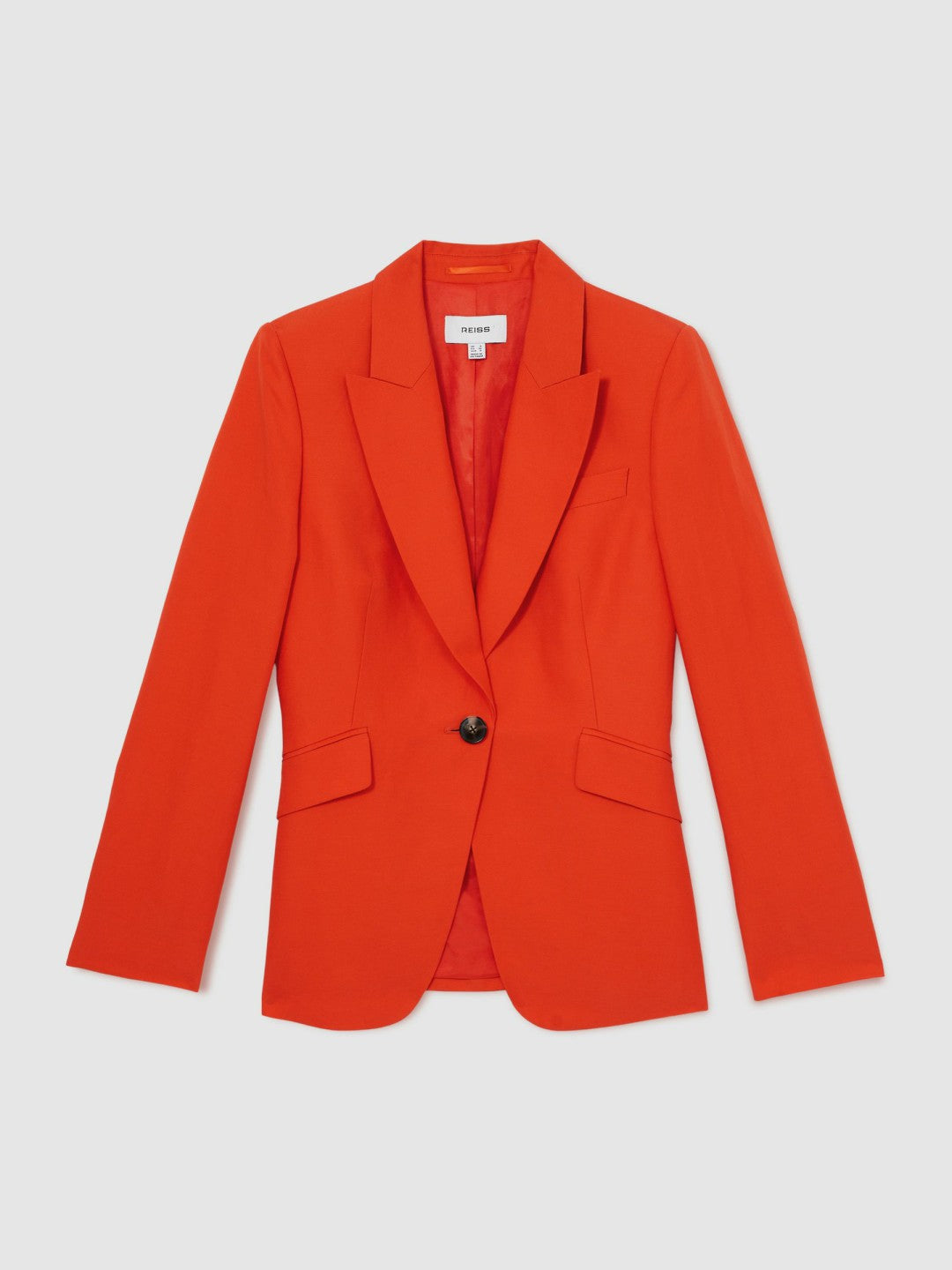 Single Breasted Suit Jacket With Linen Orange | Womens