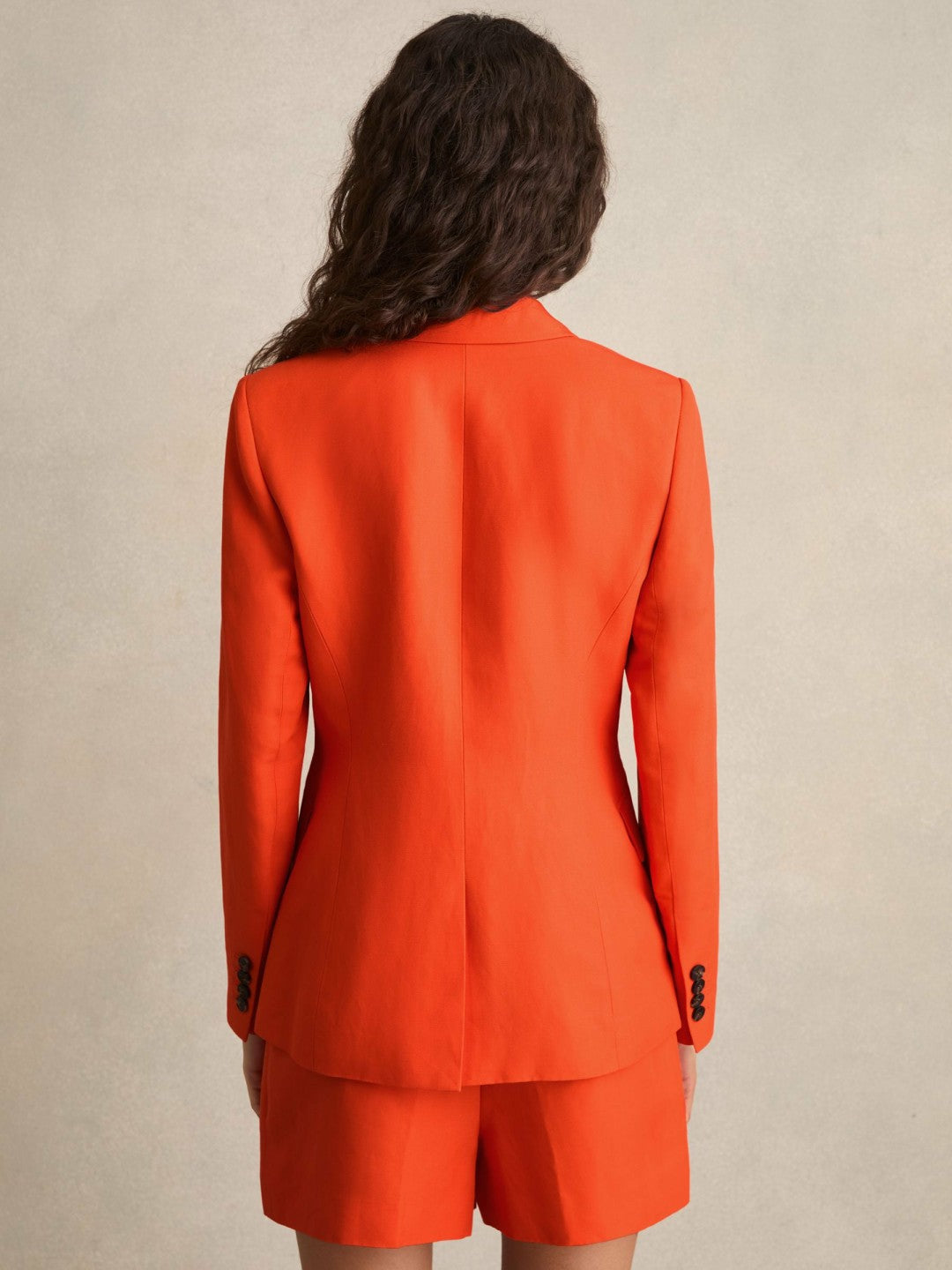 Single Breasted Suit Jacket With Linen Orange | Womens