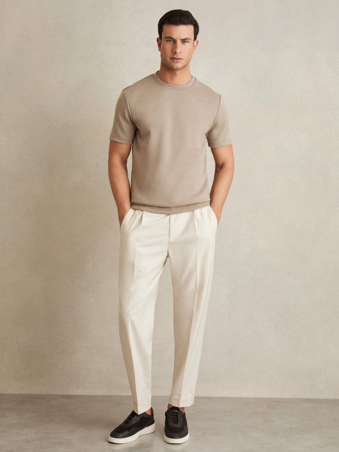 Interlock Jersey Crew Neck T-Shirt Taupe Brown | Mens