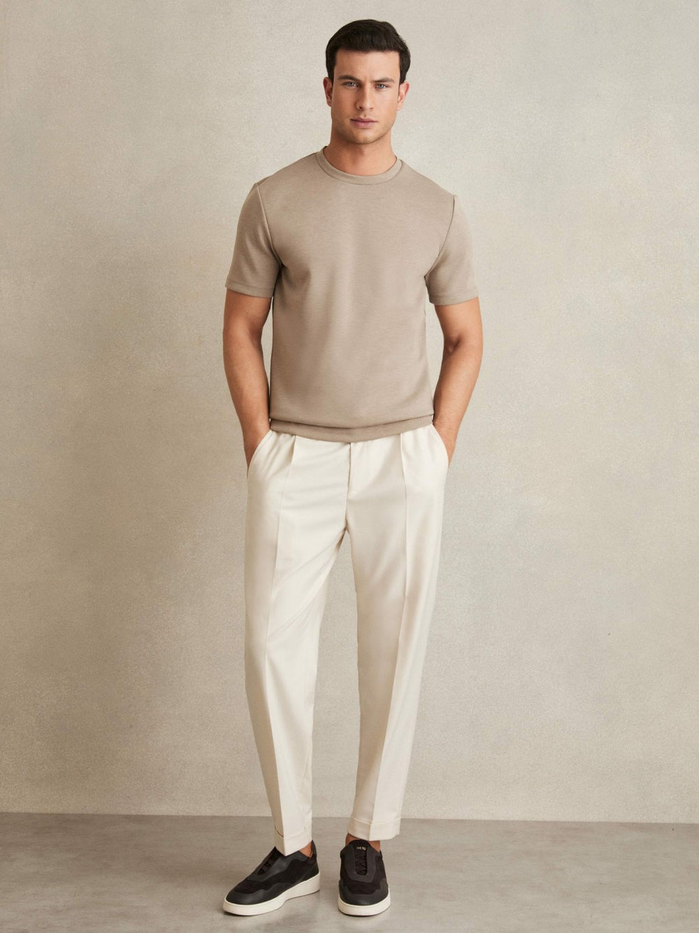Interlock Jersey Crew Neck T-Shirt Taupe Brown | Mens