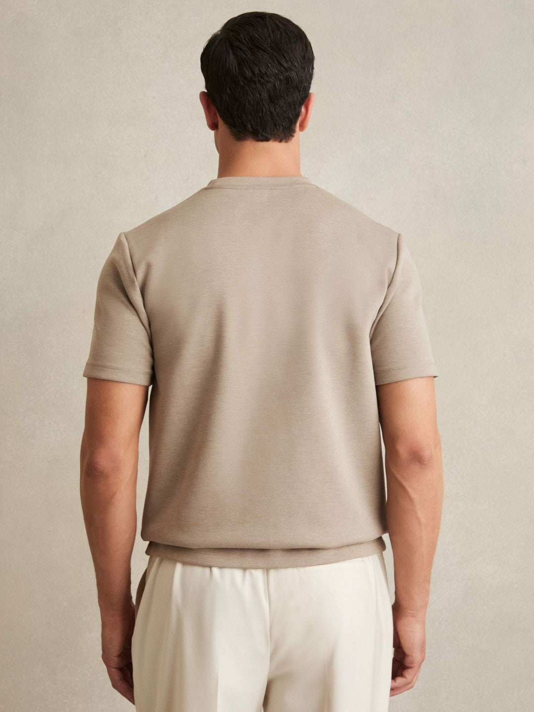 Interlock Jersey Crew Neck T-Shirt Taupe Brown | Mens