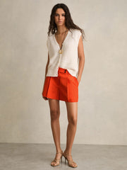 Tailored Shorts With Linen Orange | Womens