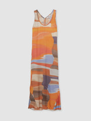 Sunset Print Sleeveless Slip Dress Coral | Womens