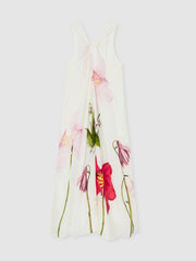 NYBG Floral Print Maxi Dress With Linen Ivory | Womens