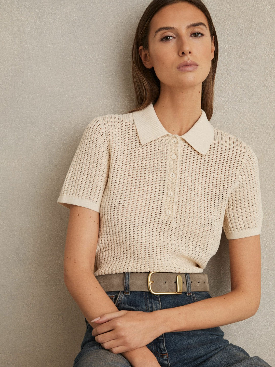 Leather Half Keeper Belt Grey | Womens