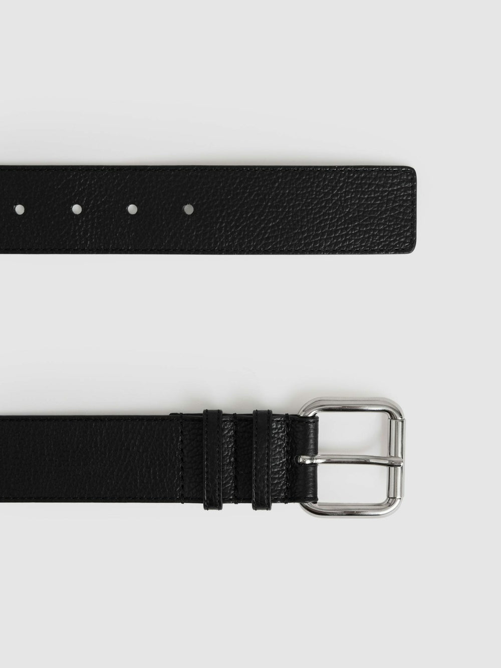 Leather Square Roller Buckle Belt Black | Womens