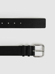 Leather Square Roller Buckle Belt Black | Womens