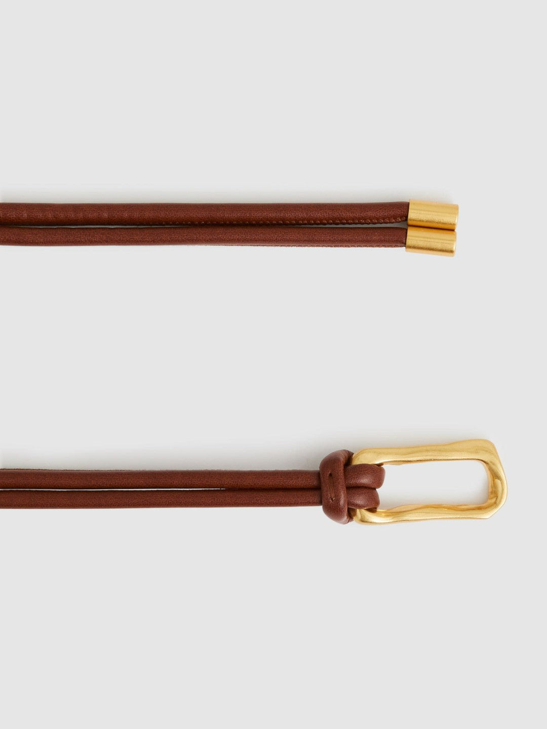 Sculpted Buckle Tubular Tie Belt Tan | Womens