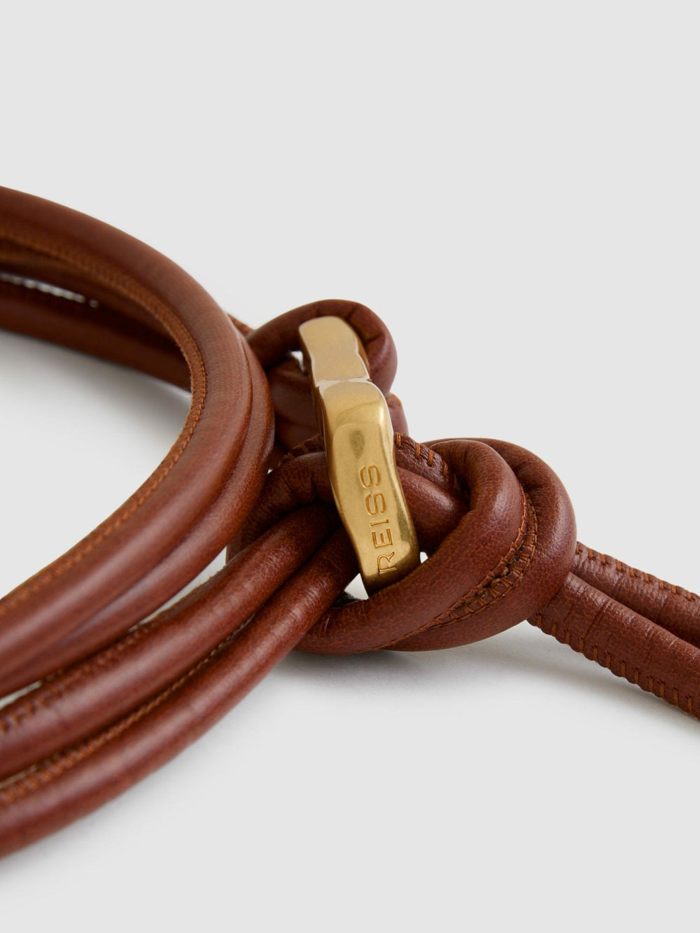 Sculpted Buckle Tubular Tie Belt Tan | Womens