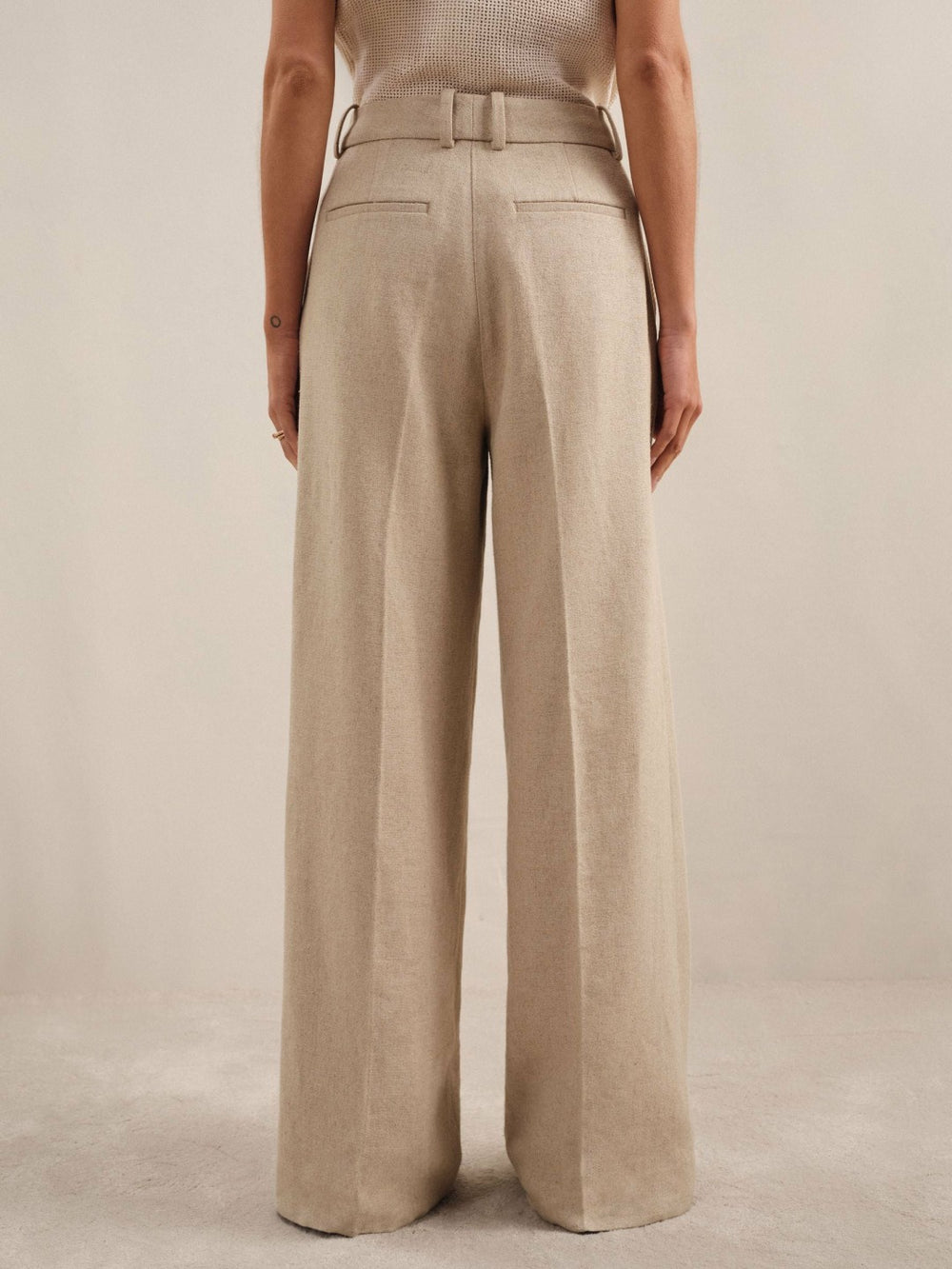 Petite Linen-Blend Wide-Leg Trousers Neutral | Womens