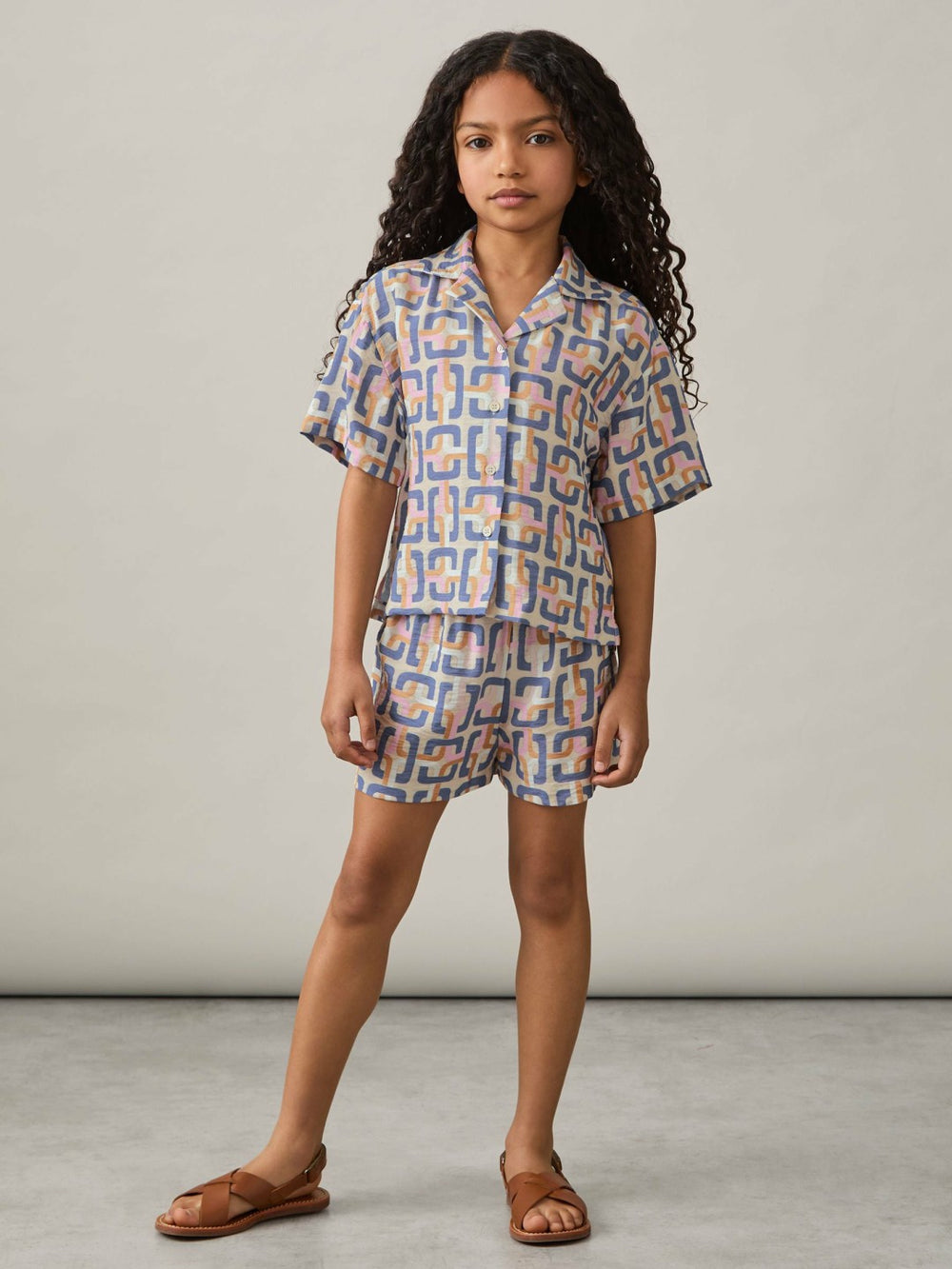 9-13 yrs Geometric Chain Print Shorts Multi | Children
