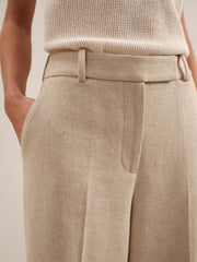 Linen-Blend Wide-Leg Trousers Neutral | Womens