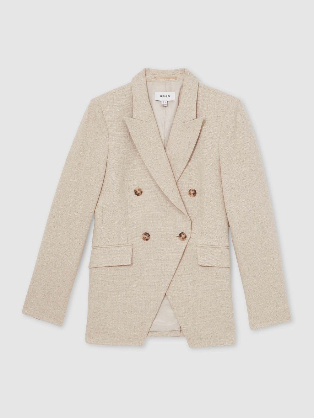Linen-Blend Double-Breasted Suit Jacket Neutral | Womens