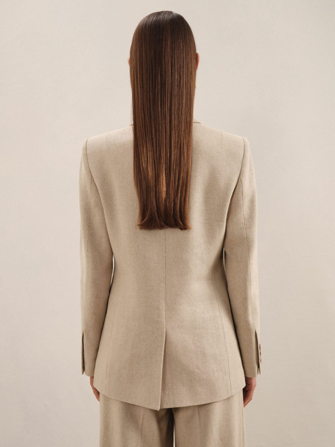 Linen-Blend Double-Breasted Suit Jacket Neutral | Womens