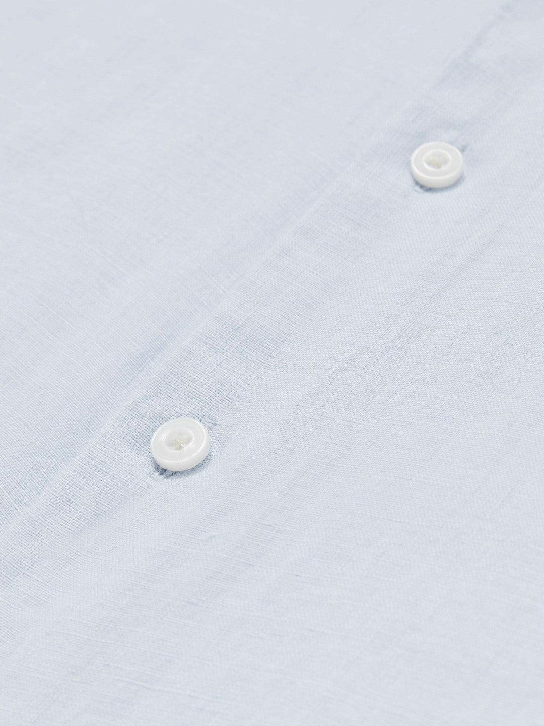 Slim Fit Linen Button-Through Shirt Pale Blue | Mens