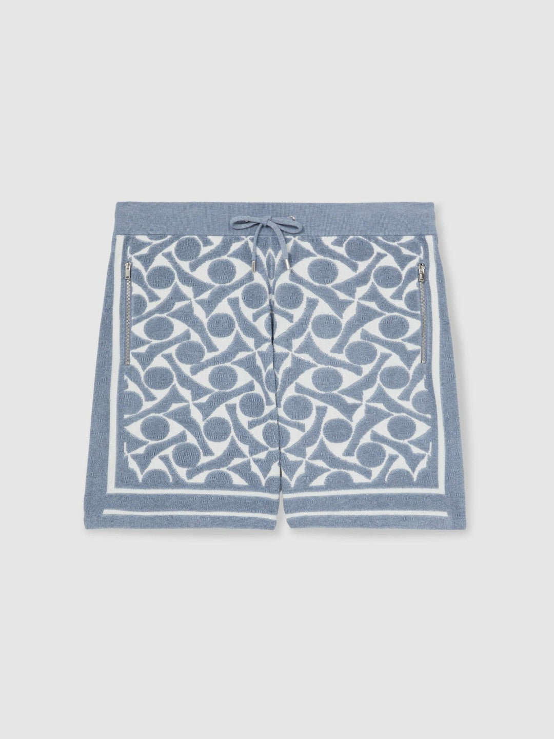 Abstract-Pattern Towelling Shorts Soft Blue/White | Mens