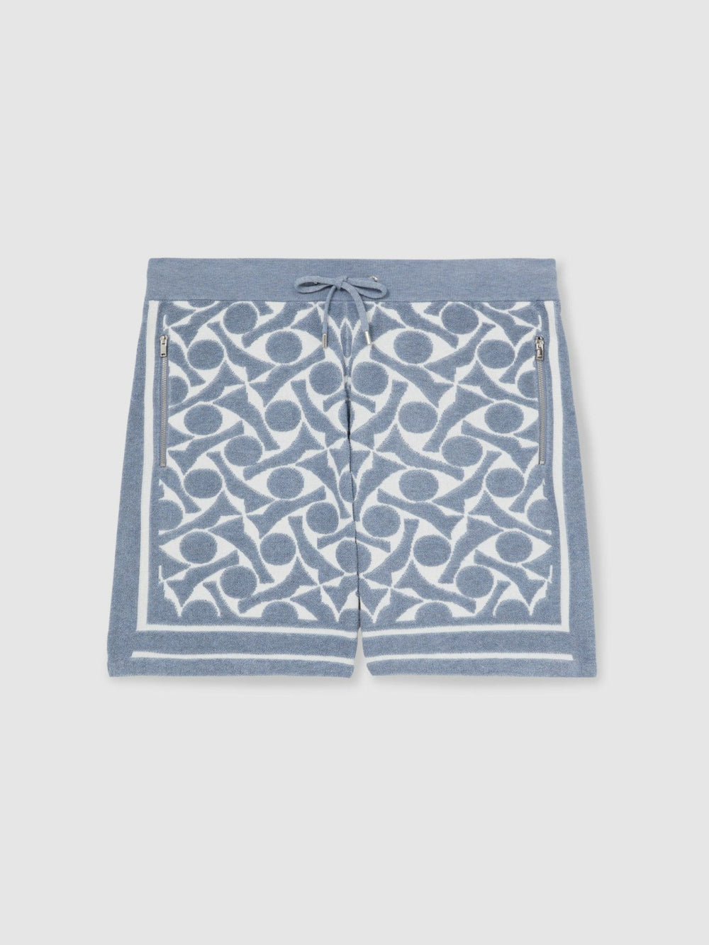 Abstract-Pattern Towelling Shorts Soft Blue/White | Mens