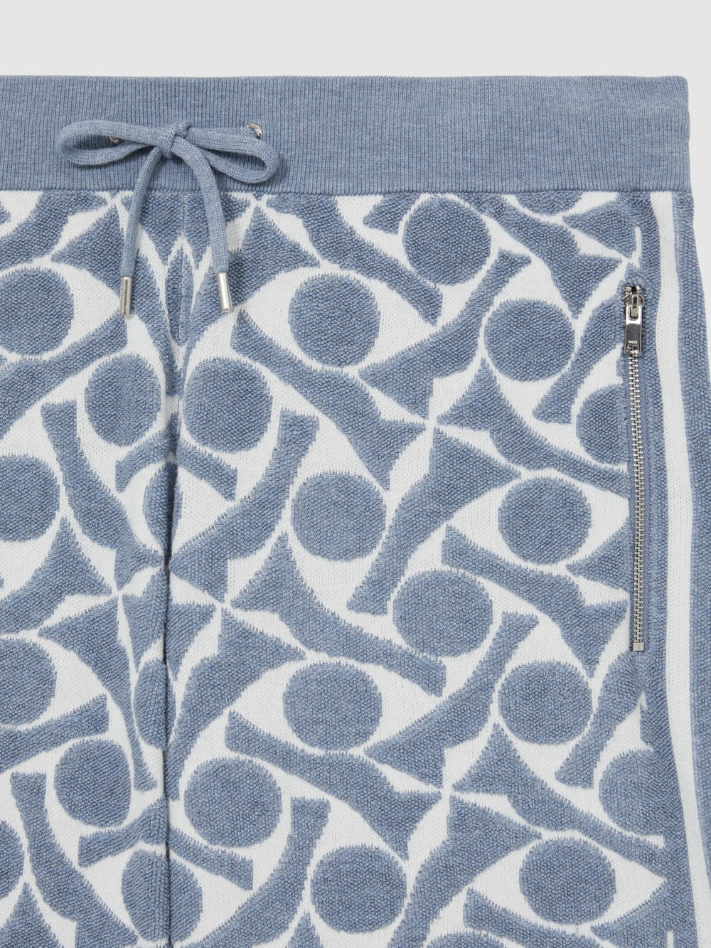 Abstract-Pattern Towelling Shorts Soft Blue/White | Mens