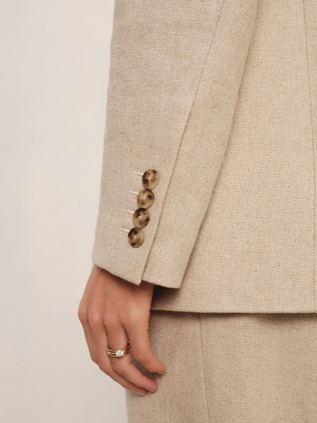Petite Linen-Blend Double-Breasted Suit Jacket Neutral | Womens