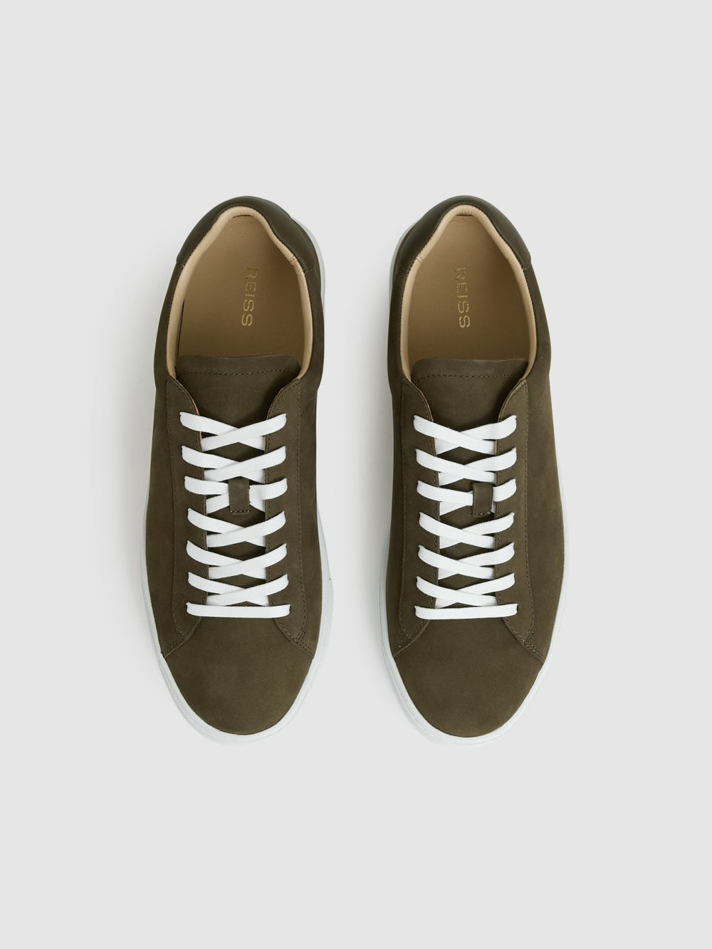 Nubuck-Leather Low-Top Trainers Olive Green | Mens