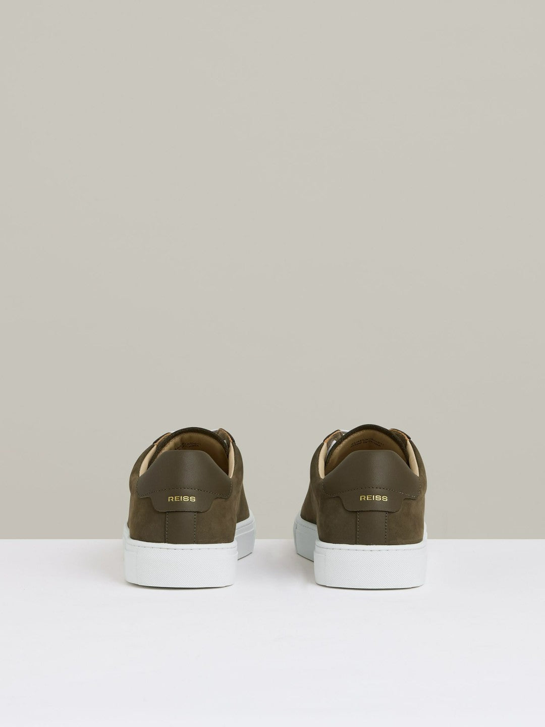 Nubuck-Leather Low-Top Trainers Olive Green | Mens