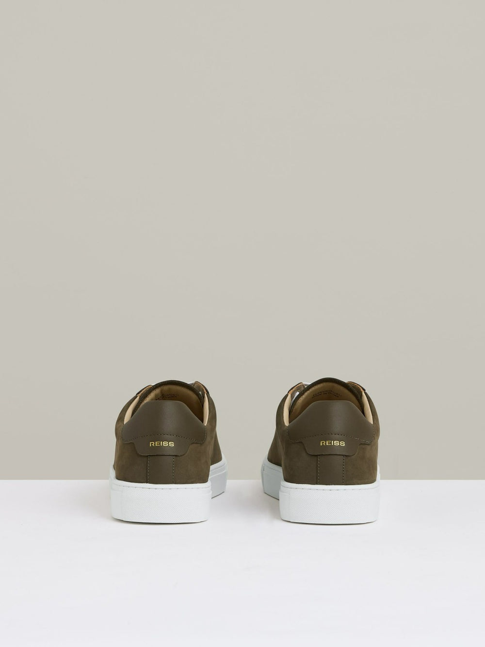 Nubuck-Leather Low-Top Trainers Olive Green | Mens
