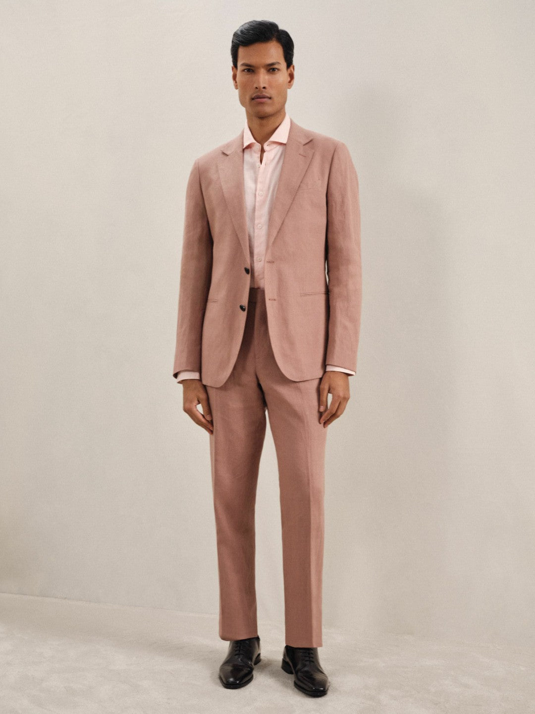 Single-Breasted Linen Suit Blazer Slim Fit Rose Pink | Mens