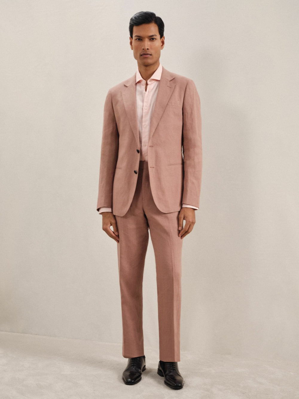 Single-Breasted Linen Suit Blazer Slim Fit Rose Pink | Mens
